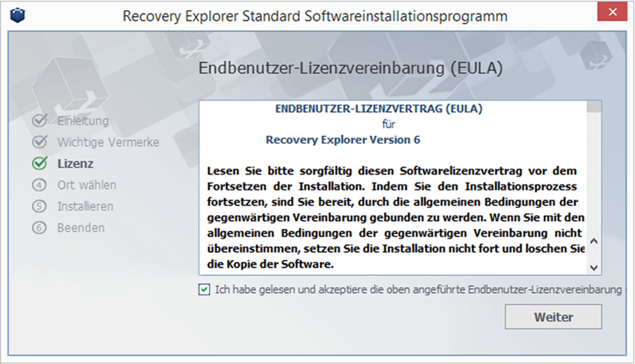 Recovery Explorer Standard Lizenzvereinbarung