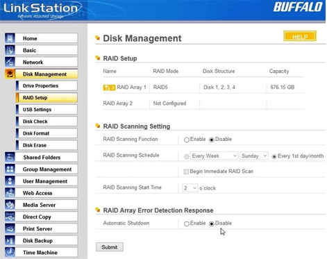 Changing NAS configurations